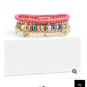 🆕MULTI BEAD & COIN CHARM STRETCH BRACELET SET